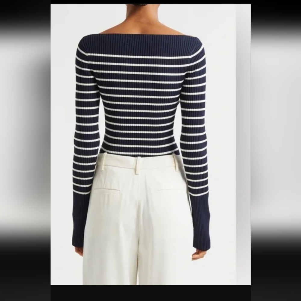 NWOT A.L.C. ANYA RIBBED STRIPE BOAT-NECK TOP /SWEATER/ - Picture 2 of 16
